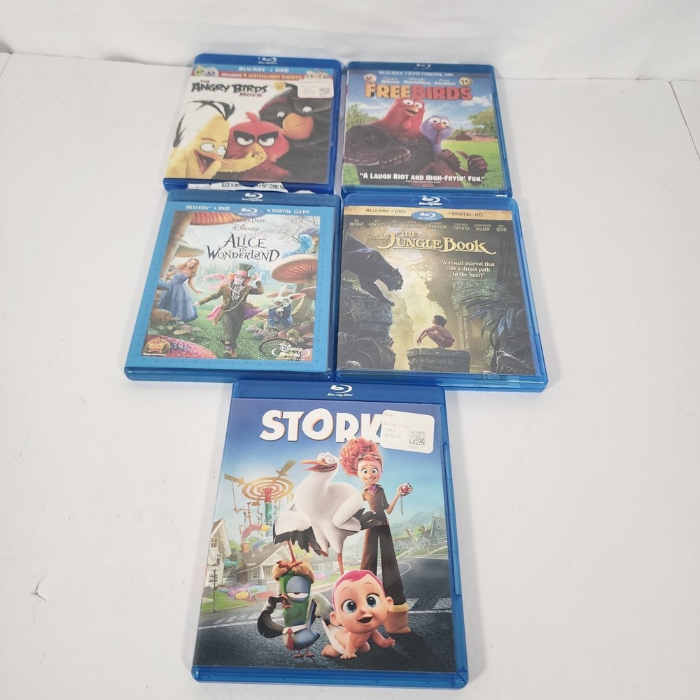 5 Family Kids Blu-ray Movies Lot Disney Angry Birds Jungle Book‎ Storks